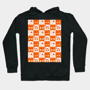 Frenchies with Glasses Pattern Orange Hoodie